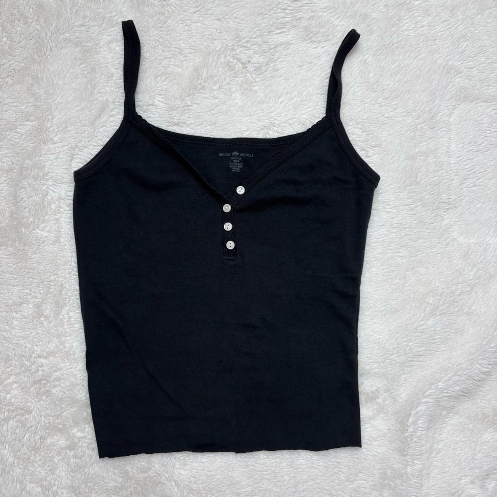 Brandy Melville Black Fitted Buttoned Camisole